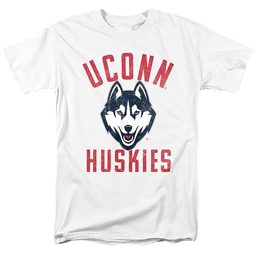 University of Connecticut Official Huskies Logo Unisex Adult T Shirt,White, Medium