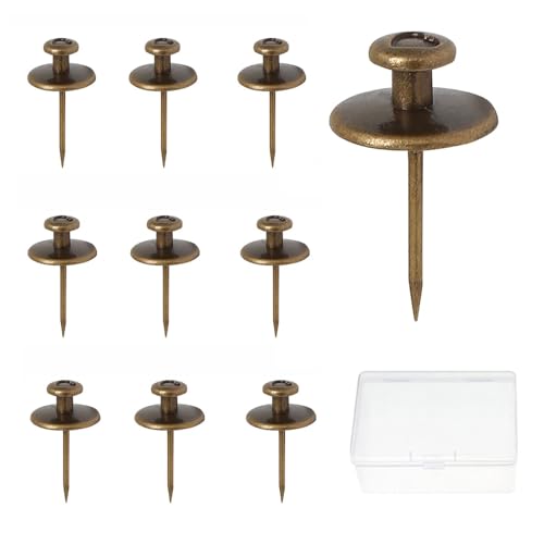 10 ganci da parete per cornici per foto, puntine a doppia testa per appendere alla parete, su pannelli di legno morbido per casa e ufficio, decorazione fotografica (bronzo)