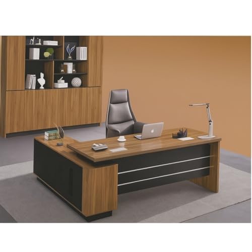 Image of Director & Executive for Office Table Made in Particle Board with 2 Drawer, Side Unit & Wire Manager, Working Desk in Office 5-Year Warranty & Free Assembly (SCL-439)