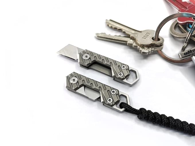 CLOSS Industries VLKN Micro Titanium Folding Knife - Ultra-Lightweight Compact EDC Utility Knife with Grade 5 Titanium Handle & AUS-8 Stainless Steel Blade (Silver)