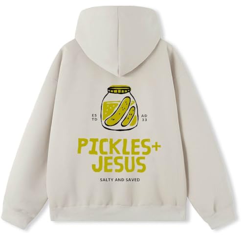 Guiding Cross Women Men Hoodies Oversized Fleece Sweatshirt Fashion Clothing Fall Christian Sweaters Pickles and Jesus Beige
