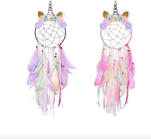 SO CAL PRO Dream Catcher Feather Pendant Wall Hanging for Car Home Girls Kids Nursery Mobile Bedroom Decoration Decor Many Styles and Colors to Choose from (Pink and Purple) image 4