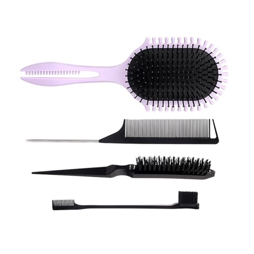 Juego de cepillo de pelo con peine de peinado para mujeres y hombres, cepillos para desenredar, cepillo de burlas, peine de cola con bordes y cerdas