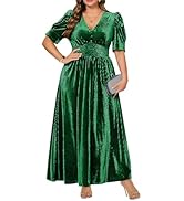 Pinup Fashion Velvet Wedding Guest Dress - Fall Formal Holiday V Neck Empire Waist Long Dresses