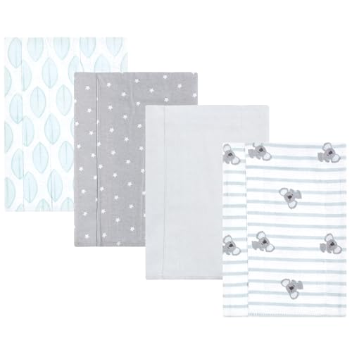 Image of Hudson Baby Cotton Flannel Burp Cloths 4-Pack, Koala Stripe, One Size
