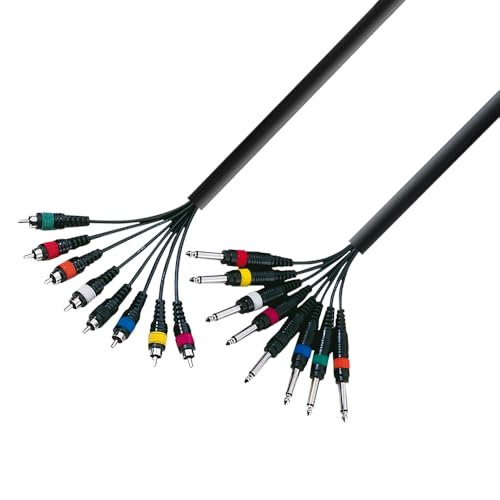 Adam Hall Cables 3 STAR L8 PC 0300 - Câble Multipaire 8 x Jack 6,35 mm mono vers 8 x RCA mâle 3 m