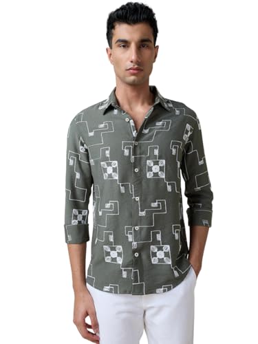 Image of Thomas Scott Mens Regular Fit Embroidered Full Sleeves Casual Shirt