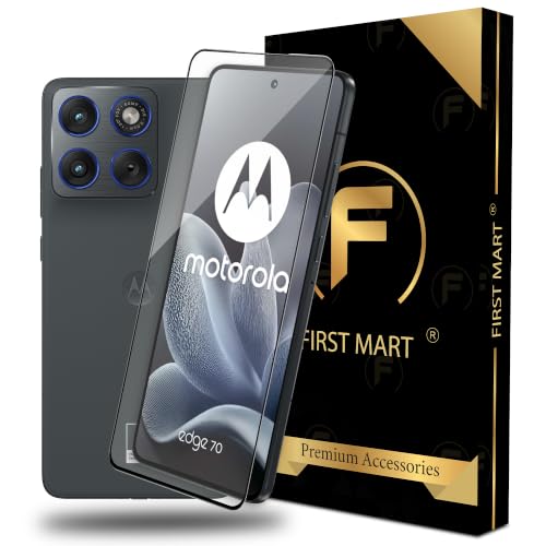 Image of FIRST MART Tempered Glass for Motorola Edge 70, 9H Full-Glue Screen Protector, 3D Edge-to-Edge, HD Clear, Oleophobic, Case-Friendly, Bubble-Free| Black