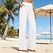 Linen Beach Pants Women White Linen Pants for Women 2026 Spring Summer Fashion Resort Beach Trousers Beach Boho Plus Size Casual Vacation Pant Cotton Gauze High Waisted Straight Leg Trouser