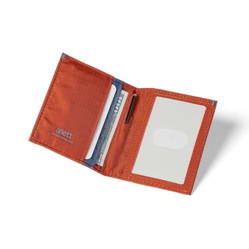 Image of Allett Hybrid Card Wallet, Potters Clay | Nylon, RFID Blocking, Vertical Layout | Minimalist, Bifold, Card Holder, Water Resistant, Thin, Front Pocket | Holds 3-10+ Cards, Cash