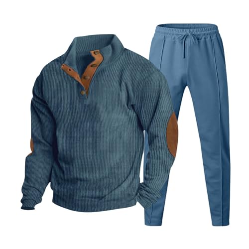 Completo Invernale Sportiva 2 Pezzi Leggera Completi Palestra Calcio Tuta in Felpa a Maniche Lunghe e Pantalone Cotone Tute Uomo Ginnastica Elegante Abbigliamento Sportive Casual Leggero