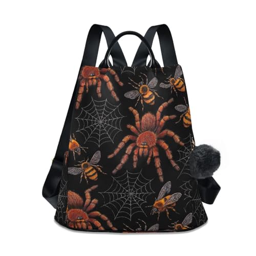 Sac à dos noir motif toile d'araignée en cuir avec poches antivol