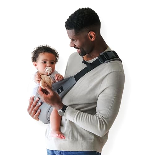 Boba Buddy Mochila Portabebés - 100 % Algodón, Ergonómico con Tirantes Ajustables, Hebilla de Seguridad y Asiento Amplio, Incluye Bolsa de Transporte a Juego (9-48 Meses/8-20 kg) - Grey