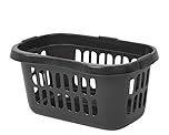High Grade Plastic Hipster Laundry Baskets Washing Clothes Linen Storage Bin Tidy (Midnight Black)