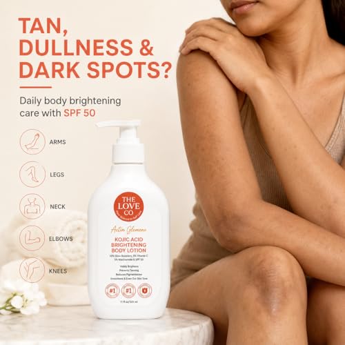 Buy The Love Co. Kojic Acid Brightening Body Lotion | 325ml with SPF 50 – 5% Vitamin C & 5% Niacinamide | De-Tan Body Lotion for Pigmentation & Dark Spots | Sunscreen for Women & Men Online at Low Prices in India - Amazon.in - Image 3