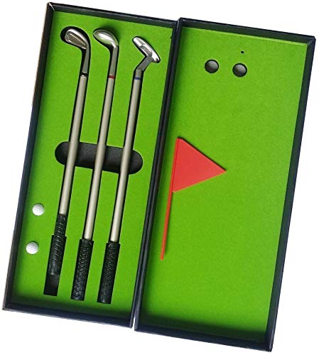 KOFULL Golf Pen Set Mini Desktop Golf Ball Pen Gift Set Accessories with Putting Green,3 Golf Clubs Pens 2 Balls for Golfer Fans Office Colleagues Golf Gifts - Thumbnail 2