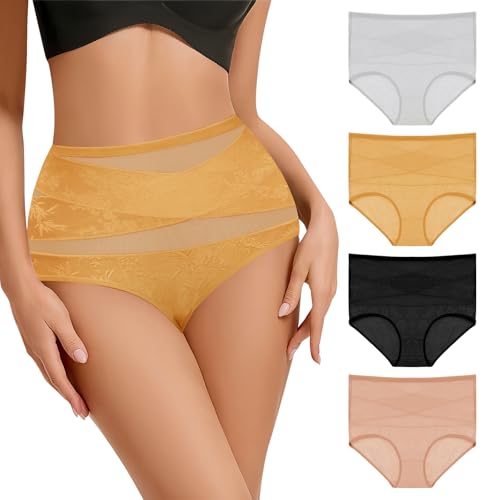 Image of High Waisted Underwear for Women, Slight Tummy Control Full Coverage Ladies Panties,Soft Breathable Postpartum Briefs