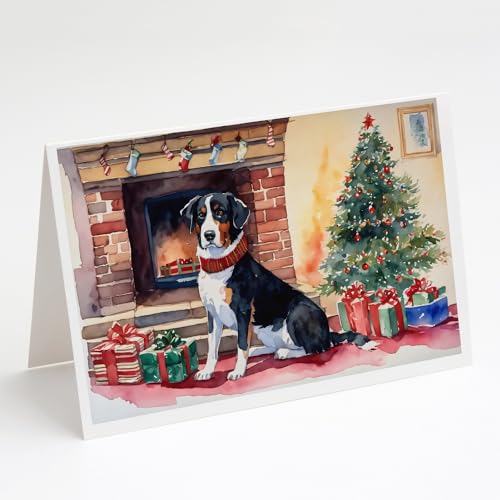 Caroline's Treasures DAC2597GCA7P Appenzeller Sennenhund Cozy Christmas Greeting Cards Pack of 8 Blank Cards with Envelopes Whimsical A7 Size 5x7 Blank Note Cards