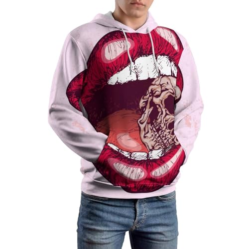 Sweat à capuche UMENG Lips Skull pull unisexe aux finitions soignées en taille S