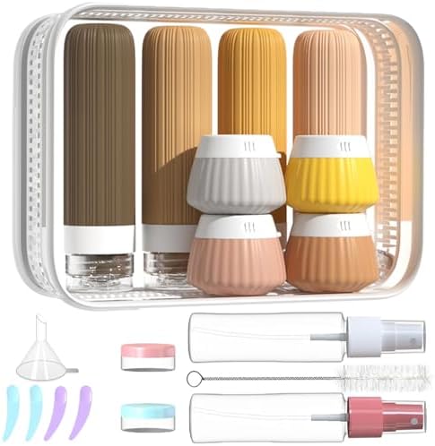 NuvaConx 18 Stück Reiseflaschen zum Befüllen, TSA-geeignet, Reiseutensilien | Silikon Reiseflaschen, Travel Essentials Nachfüllbare Reisegröße Flaschen, Reise Gadgets