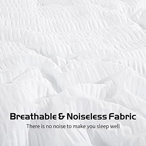 Hombys Oversized King Seersucker Comforter Set 120X120, Ultra Soft White Seersucker Bedding Comforter Set, Lightweight Microfiber Down Alternative Comforter  3 Piece Set (1 Comforter, 2 Pillowcases) #TOP4