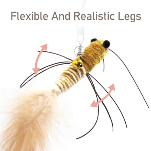SONGWAY Cat Wand Toy Replacement, 6 PCS Cat Worm Toy Refills, Feather Tail Worm Cat Toys, Cat Wand Attachments - Image 2