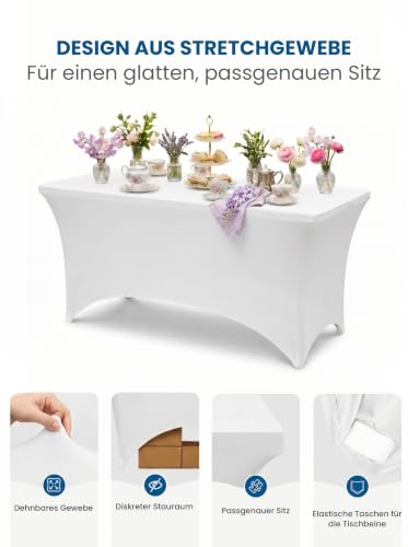 Utopia Kitchen Spandex-Tischdecke 1er-Pack [4FT, Weiß] Waschbare und Knitterfreie Rechteckige Stretch-Tischdecke für Veranstaltungen… – Ansicht 5