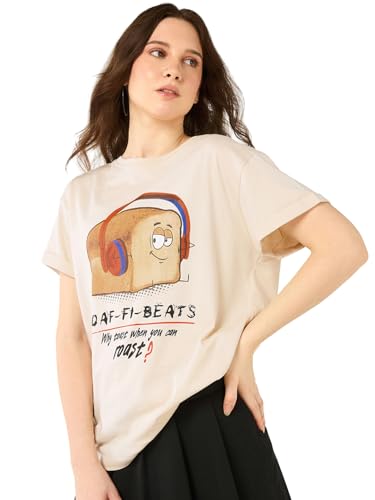 Image of Bewakoof Women's My Badass Graphic Printed 100% Cotton T-Shirt - Boyfriend Fit, Round Neck, Half Sleeve