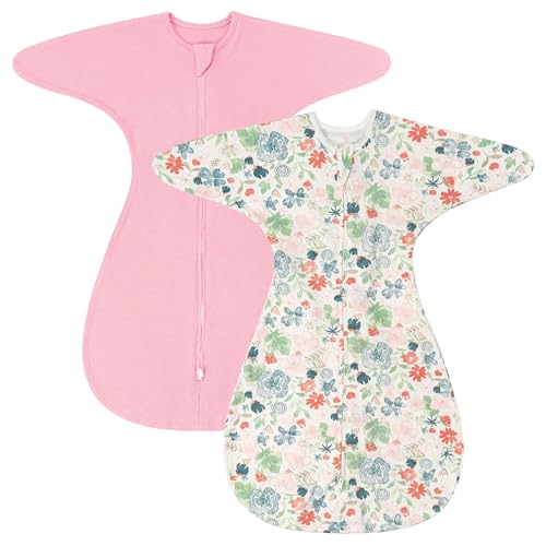 Image of ZIGJOY Swaddle Sleep Sack 3-6 Months, 1.0 Tog Cotton Baby Swaddle Blanket | 100% Cotton - Soft & Breathable & Non-shrink, 2-way Zipper for Easy Diaper Changes, Long Sleeves Allow Self-soothing