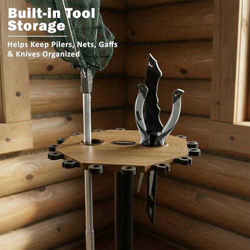 Image of Rush Creek Creations 16-Rod Round Fishing Rod Holder for Garage, Tackle Box