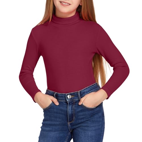 Arshiner - Arshiner Haut à col roulé et Manches Longues pour Filles, Chemise de Base Extensible côtelée pour Enfants, sous-vêtement Thermique Automne-Hiver, Hauts Doux et légers pour Filles, 13–14 Ans