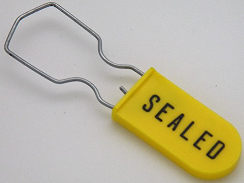 Image of Plastic Padlock Security Seal with Large Shackle Metal Wire (Yellow, 10 Pack)