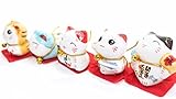 Set of 5 Japanese Maneki Neko Lucky Cat Figurines Cute Smiley Waving Lucky Fortune Cat US Seller