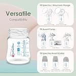 Maymom Wide-Mouth Milk Storage Collection Bottle with SureSeal Sealing Disk; Compatible with Spectra/Motif Luna/Ameda MYA/Bellababy Pumps. Can Replace Spectra S1 S2 Bottles, 6 pc (4.7Oz/140mL, 6pc)