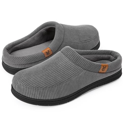 VeraCosy Men’s Moccasin Slippers Comfy Soft Durable Slip-on Indoor Memory Foam House Shoes