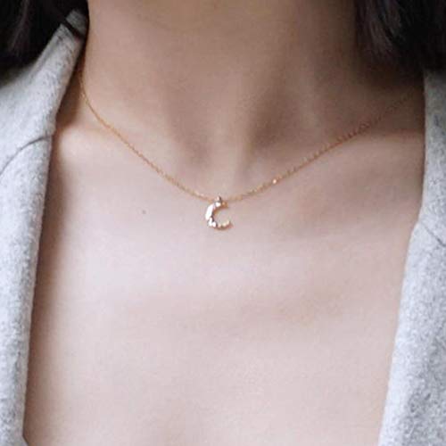 Artmiss Horn Pendant Necklace Gold Charm Women Moon Chain for Girls (Rose Gold)