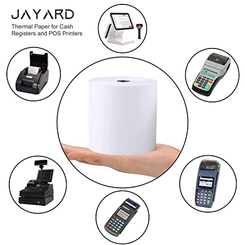 Jayard 3-1/8''X230' Thermal Paper Rolls For Credit Card - Cash Register Rolls - Premium Register Tape Pos Thermal Printer Paper (5 Rolls), Jayard-Tp #TOP5