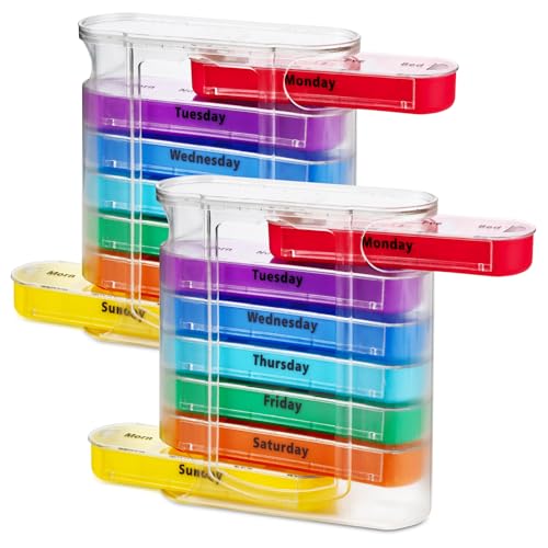 Image of MEDca Weekly Pill Organizer, Four Times-a-Day, Pack of 2 Dispensers with Stackable AM /PM Compartments