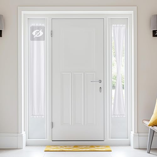 NICETOWN Sidelight Curtains for Front Door Non See-Through Privacy Light Filtering Sheer Door Curtains for Kitchen Side Window Covering winth Tiback 1 Panel 12 inches x 72 inches Long White