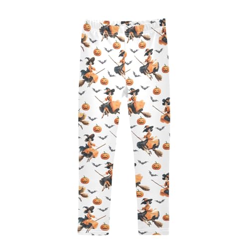 senya Girls Printed Leggings Yoga Pants Witch Pumpkin Bat Pattern for Kids in 4t to 10 Years, 4T
