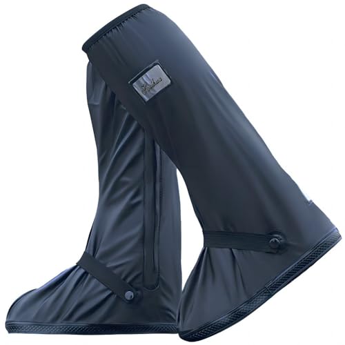 MILIWAN Cubre Zapatos Impermeable Lluvia Zapatos a Prueba de Agua Cubierta Protector de Zapatillas Reutilizables Cubrecalzado Anti Barro Antideslizantes Con Tiras Reflectoras (L)