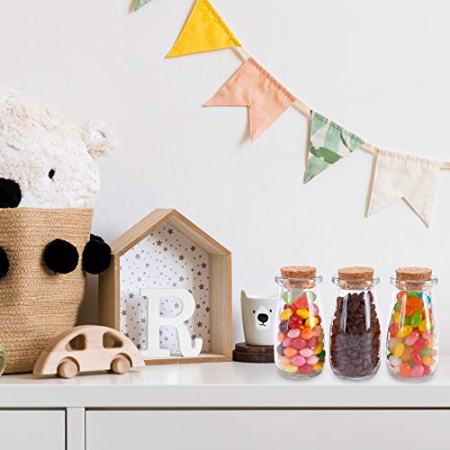 Superlele 24Pcs 3.4Oz Glass Favor Jars, 100Ml Small Glass Bottles With Cork Lids, Mini Milk Potion Bottles, Party Cute Jars Wedding Favors With 30Pcs Label Tags And 20M Burlap Ribbon #TOP3