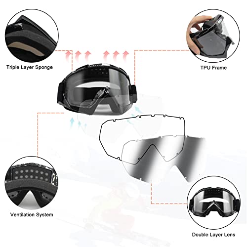Motocross Goggles 2 Pack Dirt Bike Goggles Atv Motorcycle Goggles Mx Off Road Goggles For Men Women Adult Youth Riding Racing #TOP1