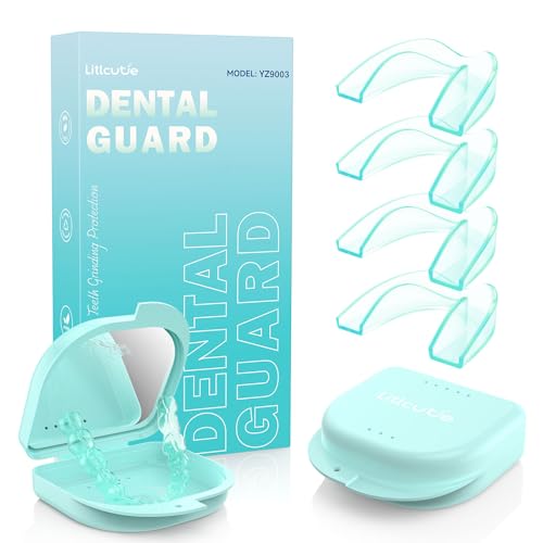 Image of Anti Grinding Guard, Mouth Guard for Sleeping, 4 Pack /2 Size Moldable Dental Night Guards, 2 x 5X Mirror Mouth Guards Case, Spearmint Green