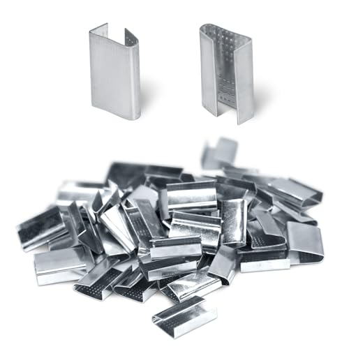 Image of Open Serrated Strapping Seals for 5 /8 inch Polyester Poly Polypropylene Strap Pallet Banding Clips(200)