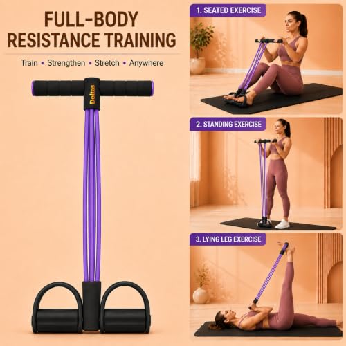 Image of DOLTAS Tummy Trimmer for Men and Women - Resistance Band Leg Ab Full Body Exercise - Muscle Training and Fat-Burning Home Gym Equipment (Purple)
