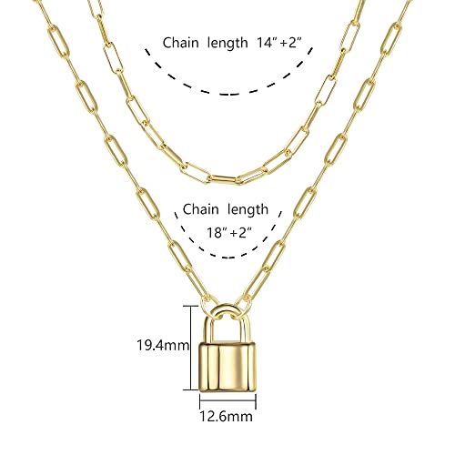 BOUTIQUELOVIN 14K Gold Plated Lock Necklace for Women Paperclip Link Chain Padlock Necklace Non-Tarnish4