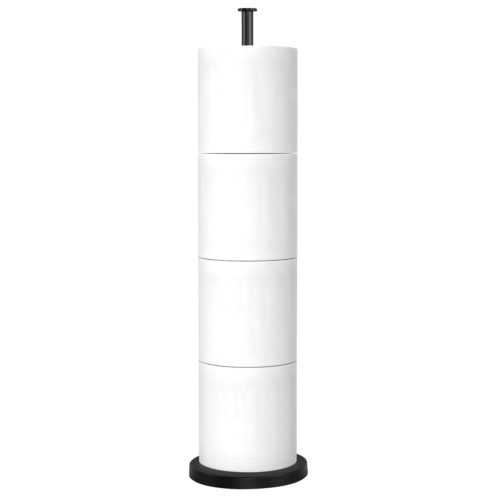 Toilet Roll Holder Free Standing, Black Toilet Roll Holder With Reserve Function, Rustproof Toilet Paper Holder, Non-Slip&No Drilling Toilet Roll Stand,Loo Roll Holder Designed For Easy Use Free Stand