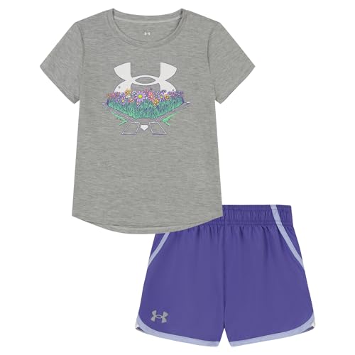 Image of Under Armour Girl's 2-piece Short Sleeve Tee and Shorts Set, Lightweight and Comfortable