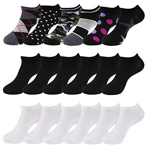 Womens Low Cut No-Show Ankle Socks, Value Pack of 18 Pairs, Shoe Size 4  10